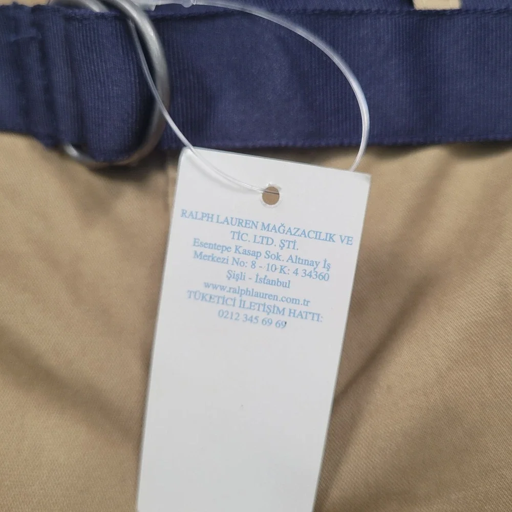Ralph Lauren Kids Khaki Chino Pants Navy Blue D-Ring Belt 12M 320711051001